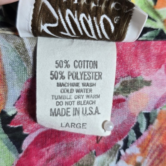 VTG Studio Collection Shirt Floral Print Button Down Women's Large Made in USA - Picture 4 of 9